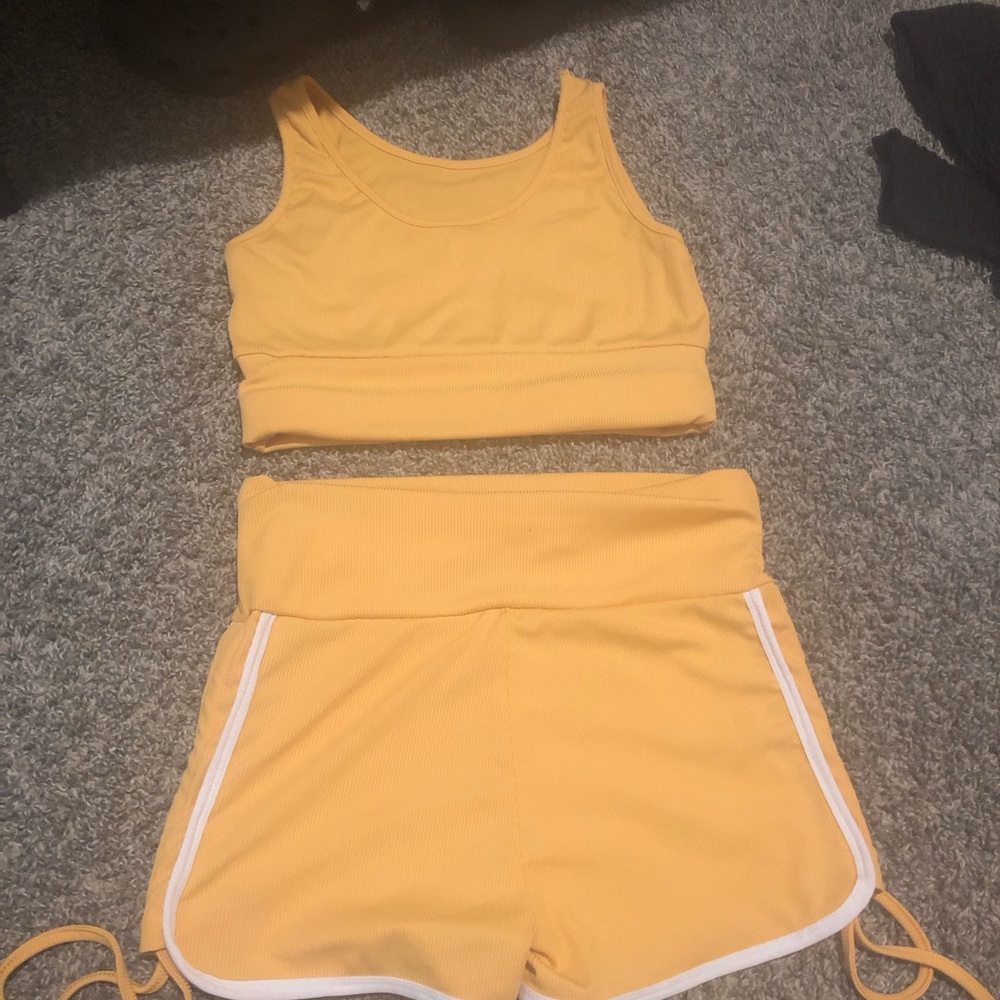 SHEIN yellow tank top and shorts
